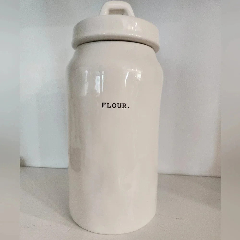 Rae dunn flour typewriter canister ceramic with lid